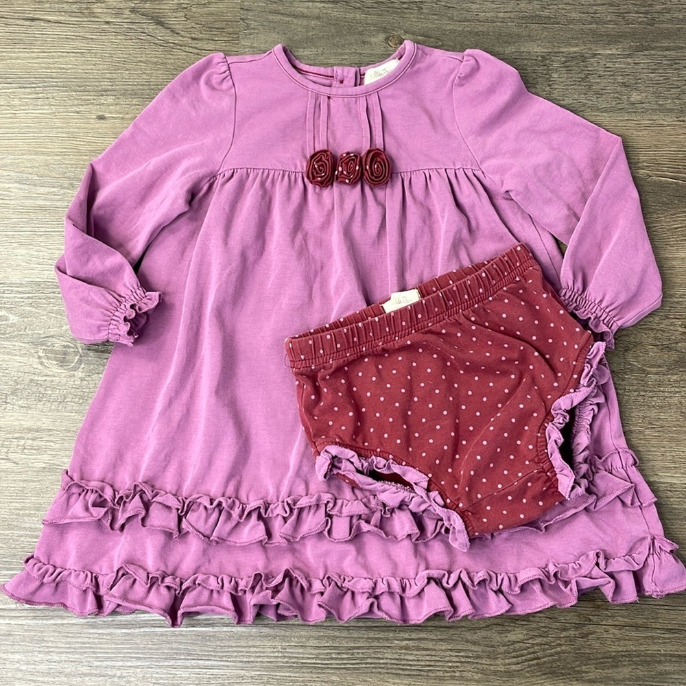 Matilda Jane Little Girls Maroon Purple Quinn Dress, Diaper Cover 18-24 Months
